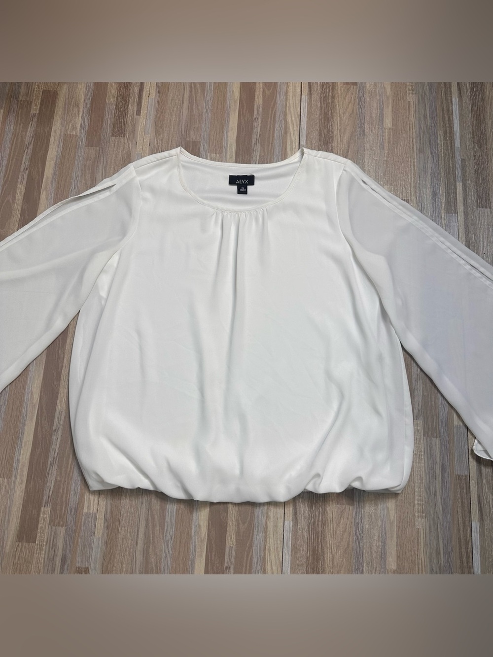 Alyx White Long-Sleeve Slit Arm Blouson Top Women’s Size XL